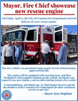 Mayor Hopkins, Fire Chief Showcase New Rescue Engine